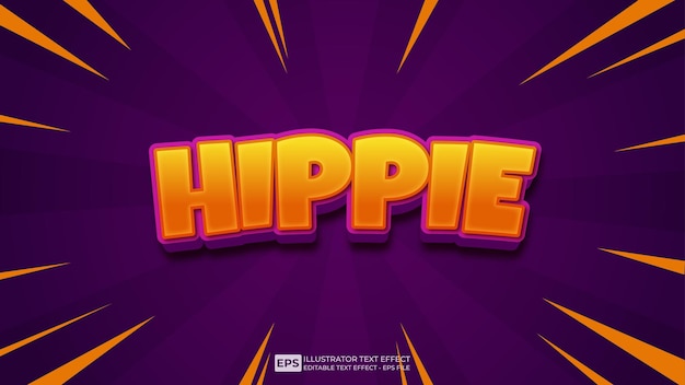 3D Text Hippie editable text effect font