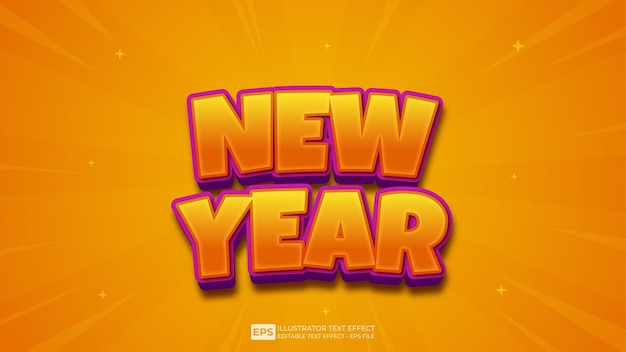 3D Text New Year редактируемый шрифт с текстовым эффектом