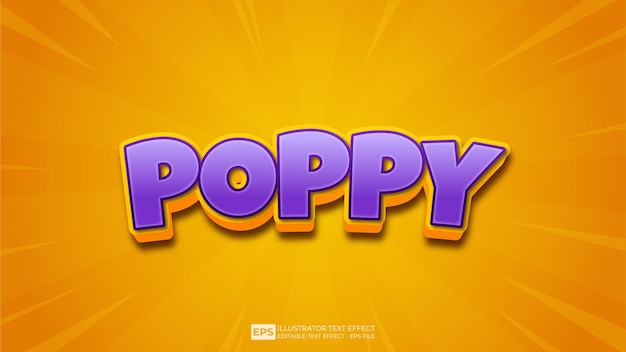 3D Text Poppy шрифт с редактируемым текстовым эффектом