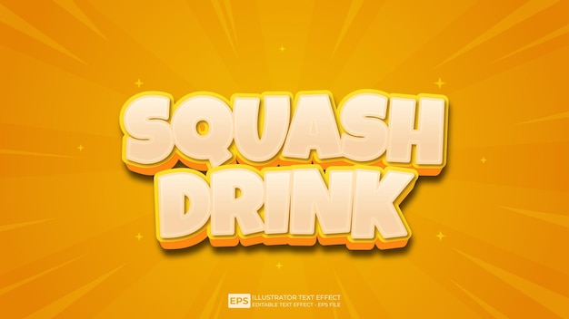 벡터 3d 텍스트 squash drink 편집 가능한 텍스트 효과 글꼴