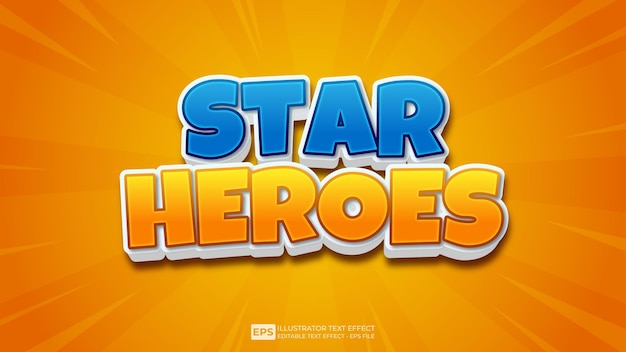 3D Text Star Heroes editable text effect font