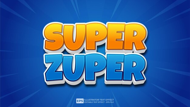 3D 텍스트 Super Zuper 편집 가능한 텍스트 효과 글꼴