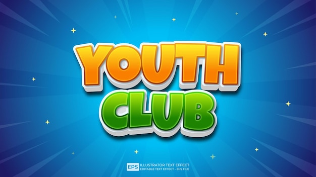 3D 텍스트 Youth Club 편집 가능한 텍스트 효과 글꼴