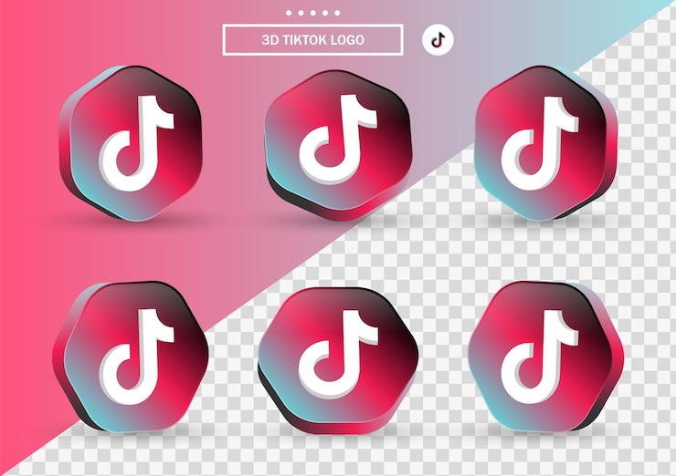 Vector 3d tiktok icon in modern style frame and polygon for social media icons logos