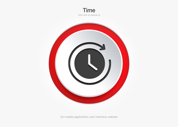 3d time and clock icon for date, time, era, duration, period, span, hour, minute, watch, time keeper