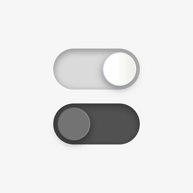 Premium Vector  3d toggle switch buttons on and off icon in black and  white colors or set of switcher slider button