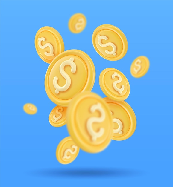 3D Token Coin Iconen vector