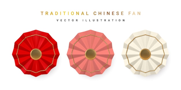 3d traditional chinese fan asian traditional element vector illustration