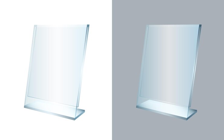 Vector 3d transparent acrylic stand for a4 paper page