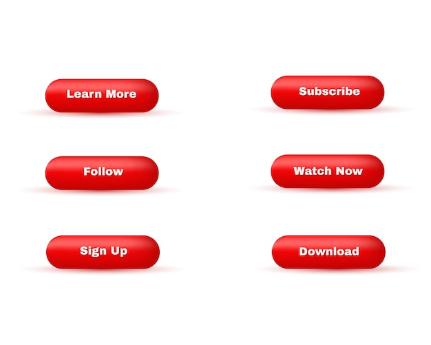 3d transparent rounded shiny button collection social media on white background