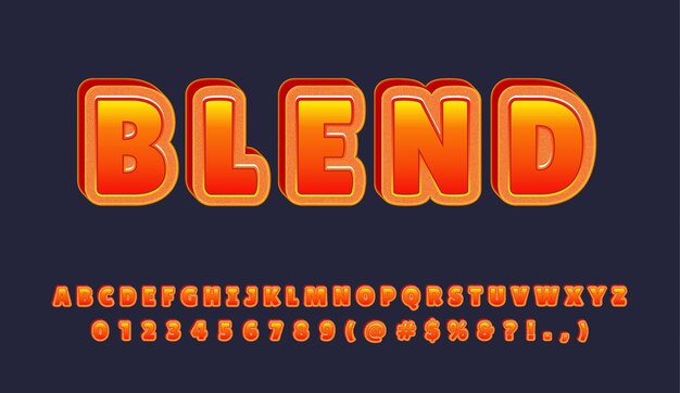 3d trendy orange alphabets numbers set