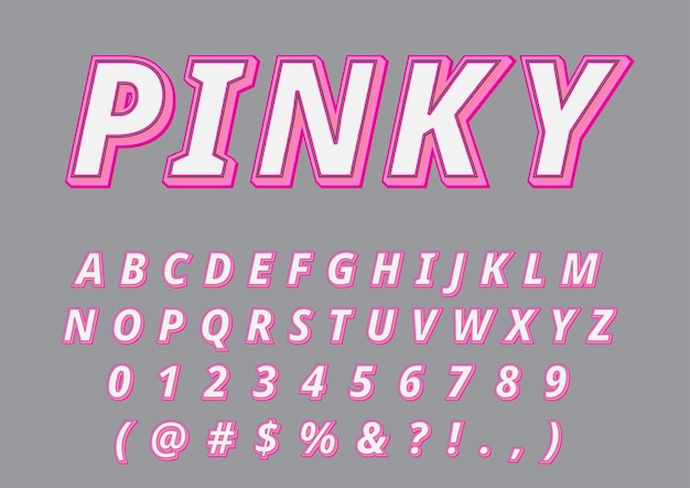 3d trendy pink alphabets numbers set