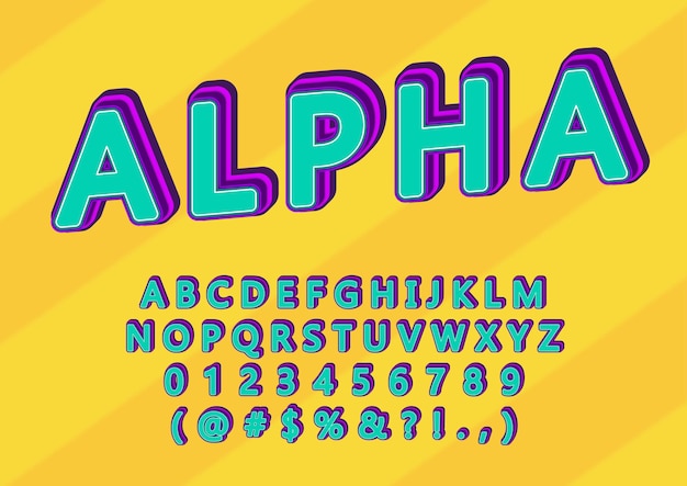 3D Trendy Uppercase Alphabets Numbers Set