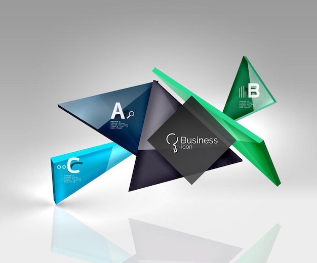 3d треугольник современная композиция векторный фон шаблона для вариантов номера диаграммы рабочего процесса или веб-дизайна