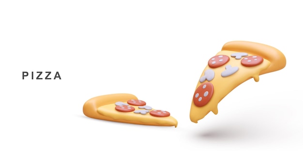 3D twee realistische Pizza op witte achtergrond