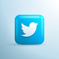 3d twitter logo social media icon and button background