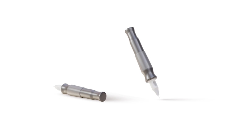 Vector 3d two realistic tattoo pens machine on white background