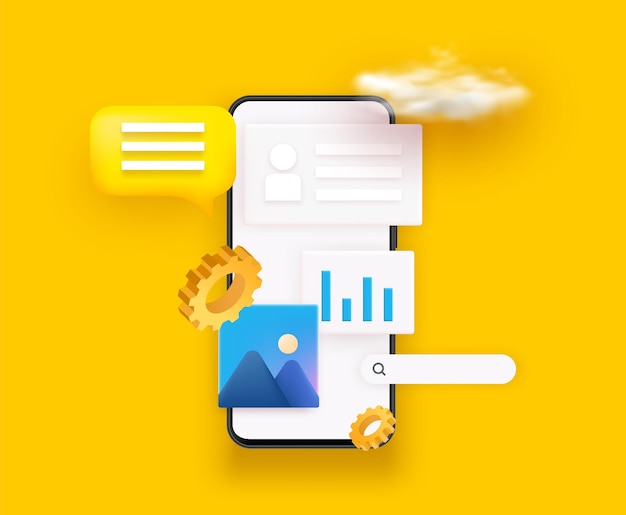 Ui 3d e design ux. utile app design e interfaccia mobile app.
