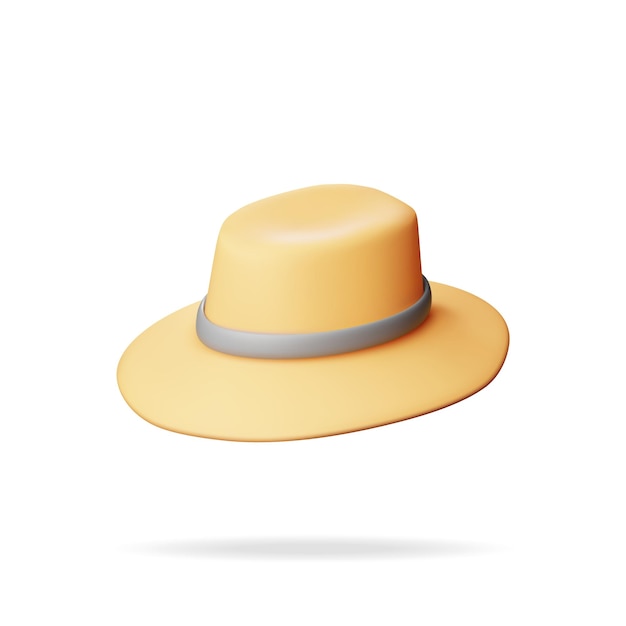 3d unisex straw hat isolated on white