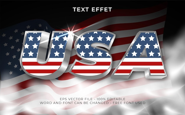 3d usa text effect style editable text effect