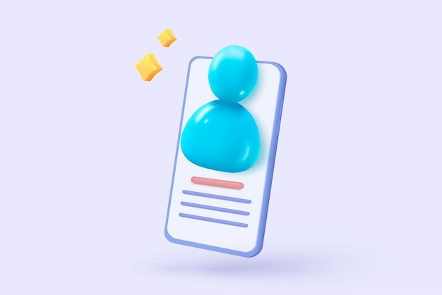 3d user profile icon or social avatar signs and business communication staff person Profile contact symbol Neutral gender silhouette 3d round account manager button icon vector render illustration