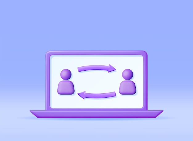 Sincronizzazione utente 3d o simbolo di commutazione nel laptop