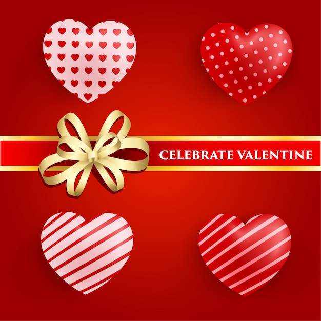 3D Valentine Celebration Love heart Vector design