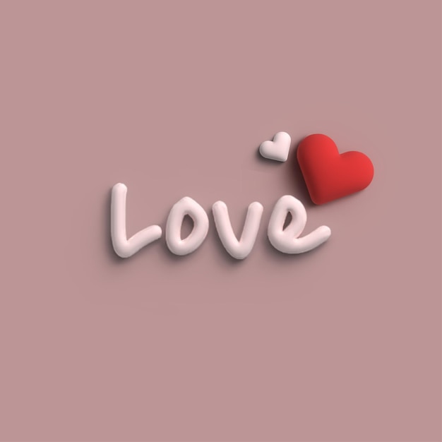 3d valentine's love text effect vector