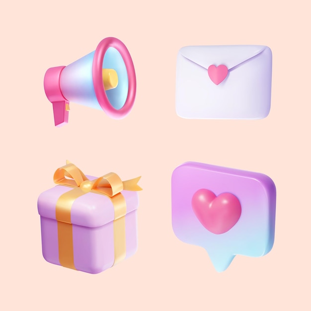 Vector 3d valentines day element set