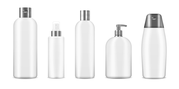 3d various blank container , including jar, pump bottle, cream tube isolated on white background. Set of realistic cosmetic white clean bottles. Realistic cosmetic package.  