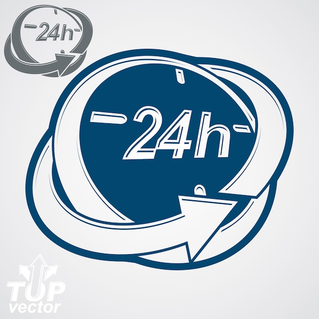 Vector 3d vector 24 hours clock illustration, includes additional version. day-and-night dimensional stylized symbol. twenty-four hours a day conceptual design element.