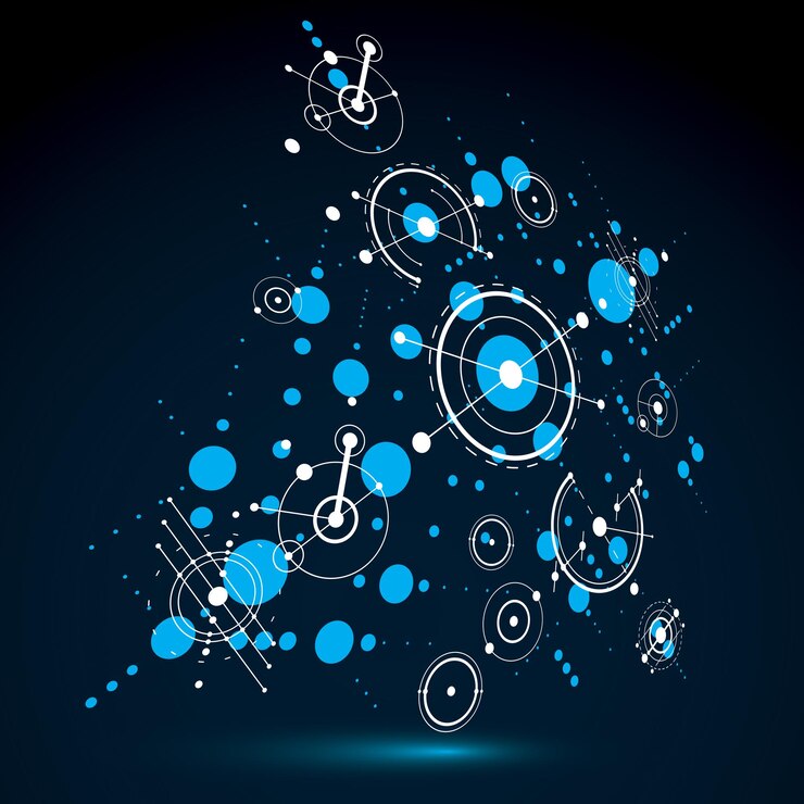 Vector 3d vector abstract blue background created in bauhaus retro style. dimensional modern geometric composition can be used as templates and layouts.