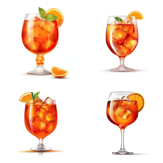 3d vector aperol spritz su sfondo bianco