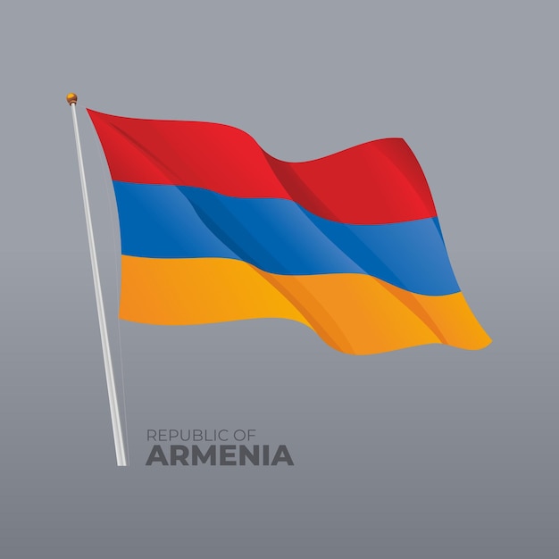 3D Vector Armenia national waving flag