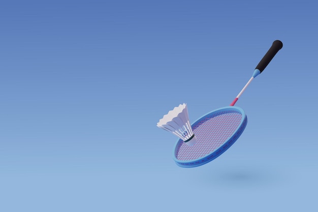 3d Vector Badminton racquet with Shuttlecock Sport and Game competition concept Racket