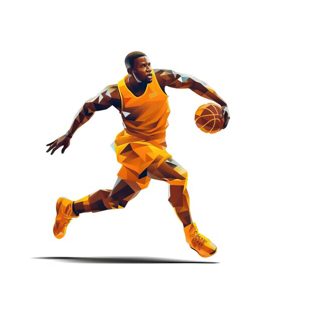 Vector 3d vector basketball player on white background