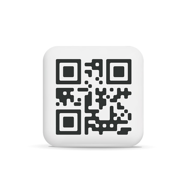 3d vector black square qr code scan ui element icon for mobile app and website landing page