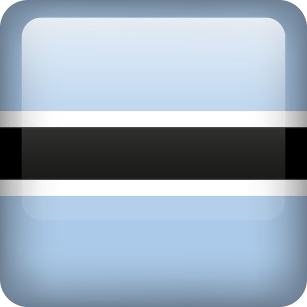 3d vector Botswana flag glossy button Botswana national emblem Square icon with flag of Botswana