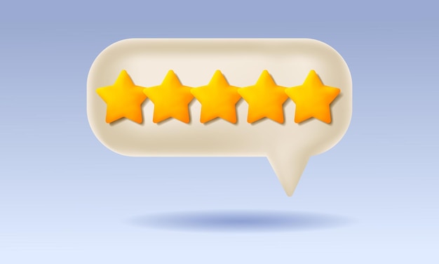 3d vector bubble chat yellow quality rating star 3d concept icon of excellent service evaluation