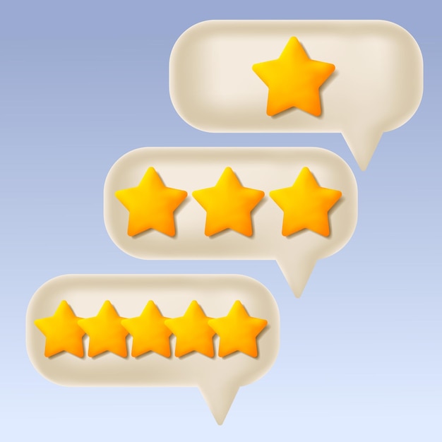 3d vector bubble chat yellow quality rating star 3d concept icon of excellent service quality