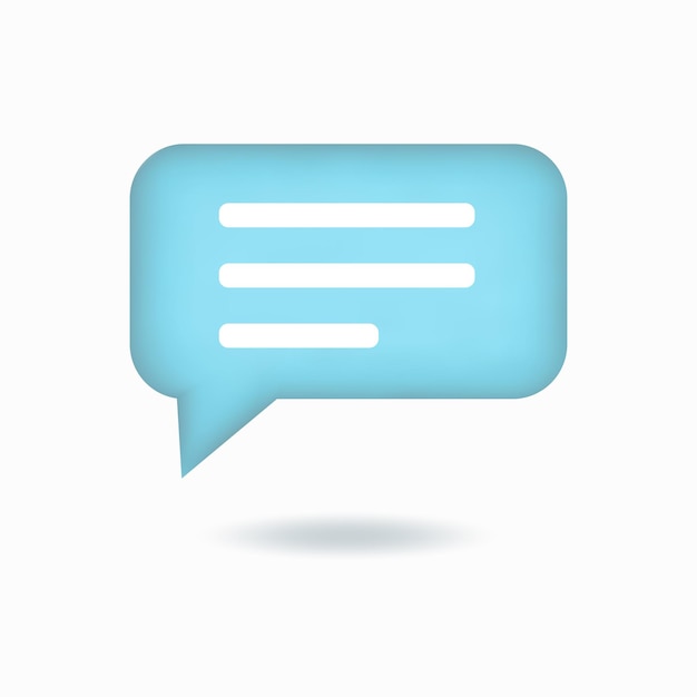 3d vector chat icon comment speech bubble with three lines