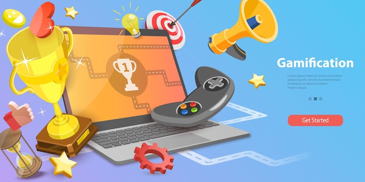 Vector 3d vector conceptual illustration of gamification
