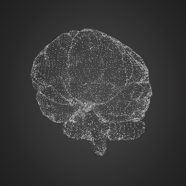 3D vector cyber hersenen neuraal netwerk megadata verwerking sjabloon interface ontwerp op een witte achtergrond