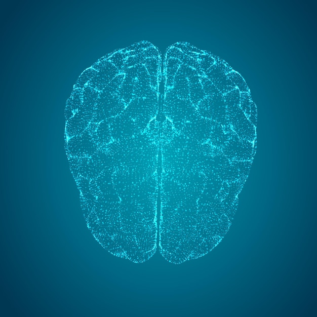 3D vector cyber hersenen neuraal netwerk megadata verwerking sjabloon interface ontwerp