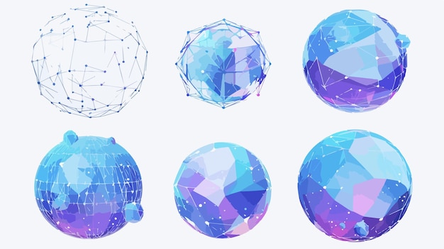 3D Vector Digital Wireframe Spherical Objects Design
