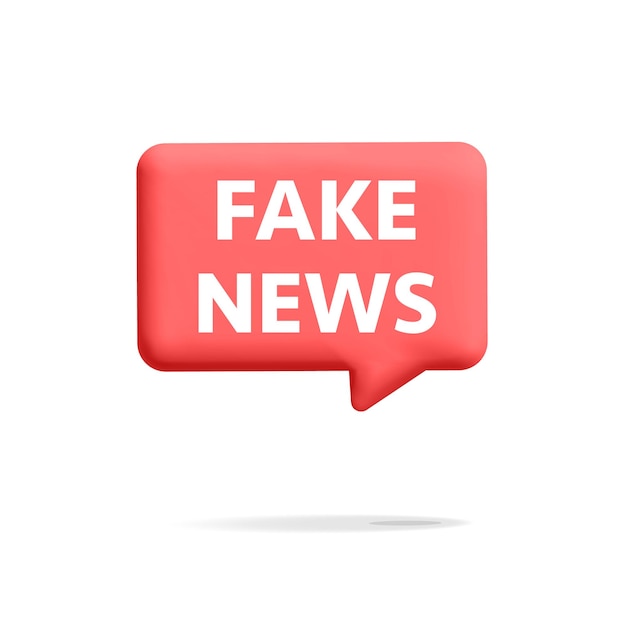 3d vector fake news rosso pop up discorso bolla notifica distintivo banner design