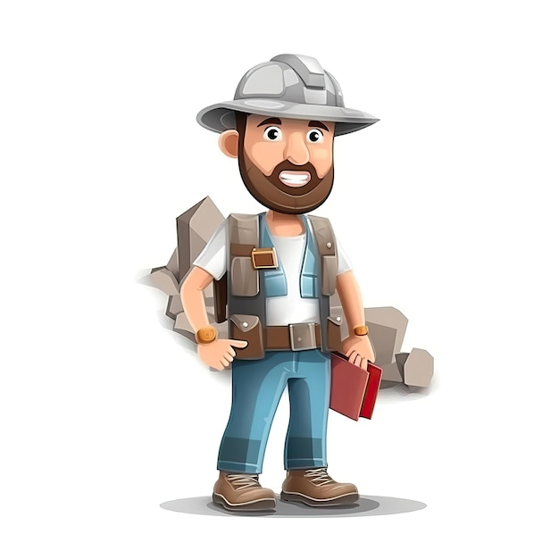 Vector 3d vector geologist on white background