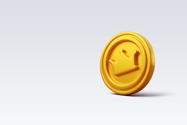 3d vector gold coin prize with star sign victory game champion