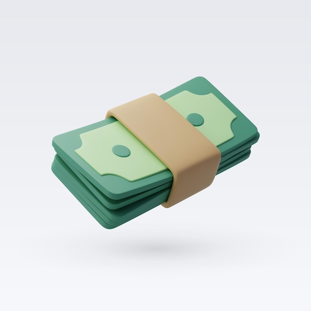 Vector 3d vector green dollars banknote online payment business and finance concept