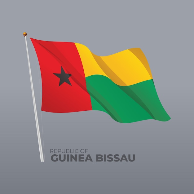 3D vector Guinea Bissau national waving flag